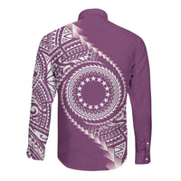 Cook Islands Gospel Day Long Sleeve Button Shirt Maroon Tribal Curves
