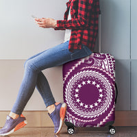 Cook Islands Gospel Day Luggage Cover Maroon Tribal Curves