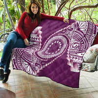 Cook Islands Gospel Day Quilt Maroon Tribal Curves