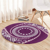 Cook Islands Gospel Day Round Carpet Maroon Tribal Curves