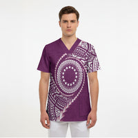 Cook Islands Gospel Day Scrub Top Maroon Tribal Curves