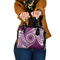 Cook Islands Gospel Day Shoulder Handbag Maroon Tribal Curves