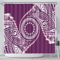Cook Islands Gospel Day Shower Curtain Maroon Tribal Curves