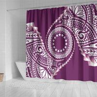 Cook Islands Gospel Day Shower Curtain Maroon Tribal Curves