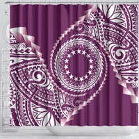 Cook Islands Gospel Day Shower Curtain Maroon Tribal Curves