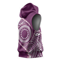 Cook Islands Gospel Day Sleeveless Hoodie Maroon Tribal Curves