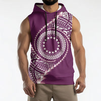 Cook Islands Gospel Day Sleeveless Hoodie Maroon Tribal Curves