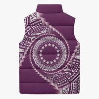 Cook Islands Gospel Day Sleeveless Puffer Jacket Maroon Tribal Curves