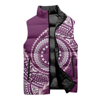 Cook Islands Gospel Day Sleeveless Puffer Jacket Maroon Tribal Curves