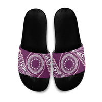 Cook Islands Gospel Day Slide Sandals Maroon Tribal Curves