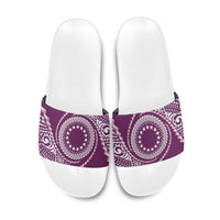 Cook Islands Gospel Day Slide Sandals Maroon Tribal Curves