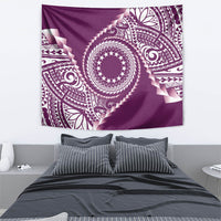 Cook Islands Gospel Day Tapestry Maroon Tribal Curves
