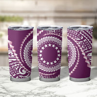 Cook Islands Gospel Day Tumbler Cup Maroon Tribal Curves