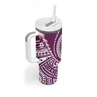 Cook Islands Gospel Day Tumbler With Handle Maroon Tribal Curves