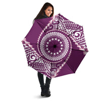 Cook Islands Gospel Day Umbrella Maroon Tribal Curves