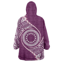 Cook Islands Gospel Day Wearable Blanket Hoodie Maroon Tribal Curves