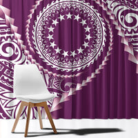 Cook Islands Gospel Day Window Curtain Maroon Tribal Curves