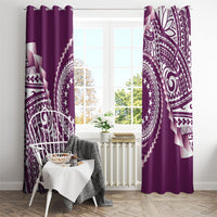 Cook Islands Gospel Day Window Curtain Maroon Tribal Curves
