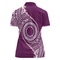Cook Islands Gospel Day Women Polo Shirt Maroon Tribal Curves