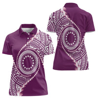 Cook Islands Gospel Day Women Polo Shirt Maroon Tribal Curves