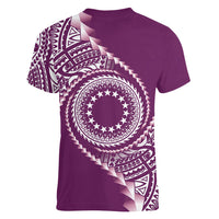 Cook Islands Gospel Day Women V-Neck T-Shirt Maroon Tribal Curves