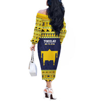 Tokelau Christmas Off The Shoulder Long Sleeve Dress Tokelauan Turtle Santa Sleigh LT05 - Polynesian Pride