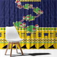 Tokelau Christmas Window Curtain Tokelauan Turtle Santa Sleigh