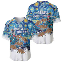 New Zealand Christmas Baseball Jersey Kiwis Santa Sleigh Starry Night Style LT05 - Polynesian Pride