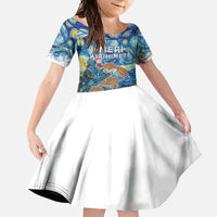 New Zealand Christmas Family Matching Tank Maxi Dress and Hawaiian Shirt Kiwis Santa Sleigh Starry Night Style LT05 Daughter's Dress Blue - Polynesian Pride