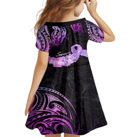 Pancreatic Cancer Awareness Kid Short Sleeve Dress Keep Calm And Fight On Polynesian Pattern LT05 - Polynesian Pride