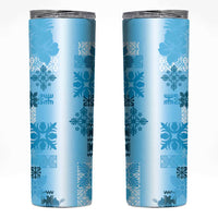 Hawaiian Quilt Skinny Tumbler Vintage Pattern Blue