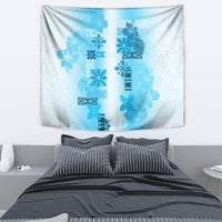 Hawaiian Quilt Tapestry Vintage Pattern Blue LT05 - Polynesian Pride