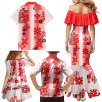 Hawaiian Quilt Family Matching Mermaid Dress and Hawaiian Shirt Vintage Pattern Red LT05 - Polynesian Pride