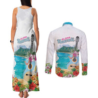 Aloha Hawaii Waikiki Beach Landscape Couples Matching Tank Maxi Dress and Long Sleeve Button Shirt LT05 - Polynesian Pride