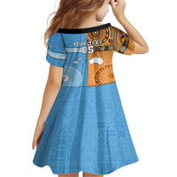 Custom Fiji Tapa And Australia Aboriginal Together Kid Short Sleeve Dress LT05 - Polynesian Pride