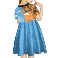 Custom Fiji Tapa And Australia Aboriginal Together Kid Short Sleeve Dress LT05 - Polynesian Pride