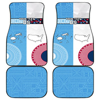 Custom Fiji And USA Palm Tree With Eagle Car Mats LT05 Blue - Polynesian Pride