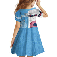 Custom Fiji And USA Palm Tree With Eagle Kid Short Sleeve Dress LT05 - Polynesian Pride