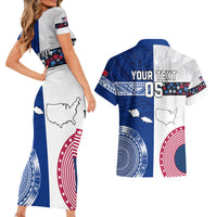 Custom Samoa And USA Together Couples Matching Short Sleeve Bodycon Dress and Hawaiian Shirt LT05 - Polynesian Pride