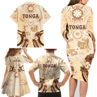 Tonga Women's Day Family Matching Long Sleeve Bodycon Dress and Hawaiian Shirt With Polynesian Pattern LT05 - Polynesian Pride