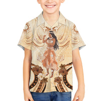 Tonga Women's Day Family Matching Summer Maxi Dress and Hawaiian Shirt With Polynesian Pattern LT05 Son's Shirt Beige - Polynesian Pride