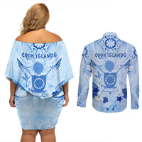 Cook Islands Women's Day Couples Matching Off Shoulder Short Dress and Long Sleeve Button Shirt With Polynesian Pattern LT05 - Polynesian Pride