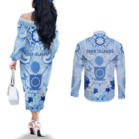 Cook Islands Women's Day Couples Matching Off The Shoulder Long Sleeve Dress and Long Sleeve Button Shirt With Polynesian Pattern LT05 - Polynesian Pride
