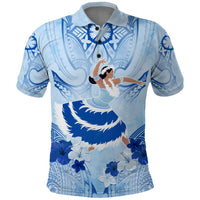 Cook Islands Women's Day Polo Shirt With Polynesian Pattern LT05 Blue - Polynesian Pride