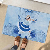 Cook Islands Women's Day Rubber Doormat With Polynesian Pattern