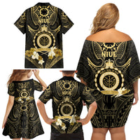 Niue Women's Day Family Matching Off Shoulder Short Dress and Hawaiian Shirt With Polynesian Pattern LT05 - Polynesian Pride