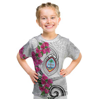 Guam Chamorro Kid T Shirt Curves Polynesian Tattoo Mix Bougainvillea LT05 White - Polynesian Pride