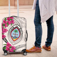 Guam Chamorro Luggage Cover Curves Polynesian Tattoo Mix Bougainvillea LT05 White - Polynesian Pride