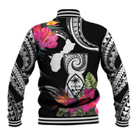 Hafa Adai Guam Baseball Jacket Polynesian Tattoo Tropical Flowers