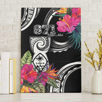 Hafa Adai Guam Canvas Wall Art Polynesian Tattoo Tropical Flowers LT05 Without Frame Black - Polynesian Pride